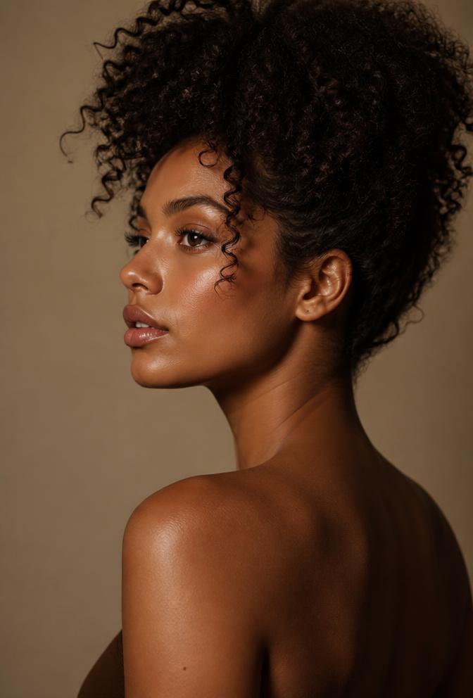 Portrait of a woman with curly natural hair
